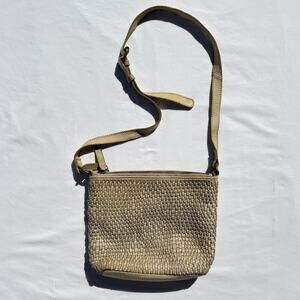Vilenca Holland Woven Crossbody Bag Beige Leather